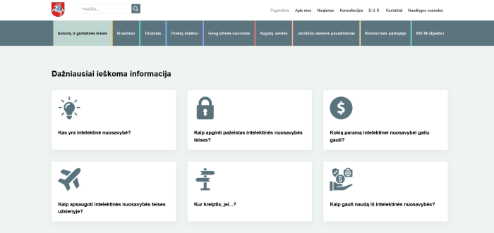 Informacija apie intelektinę nuosavybę – vienoje interneto svetainėje  